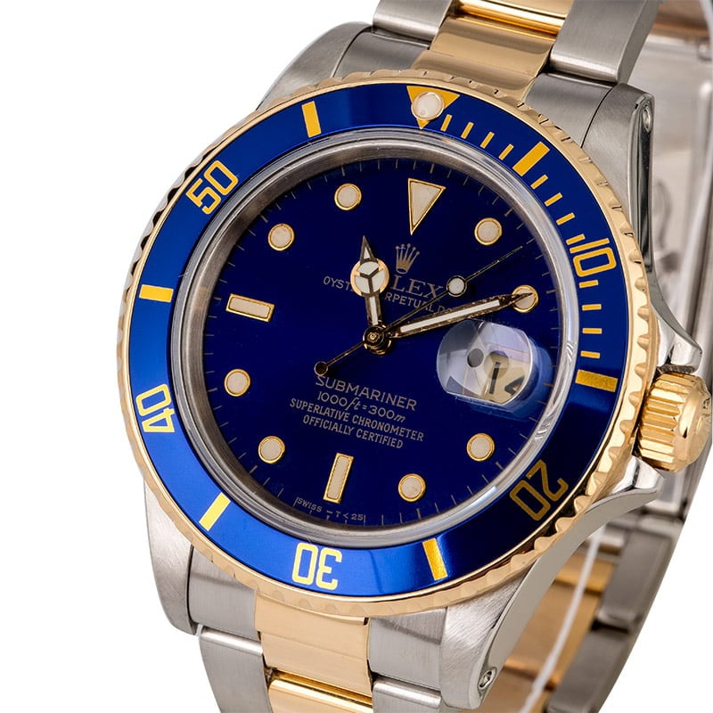 Rolex Submariner 16803 Blue Dial Two Tone Oyster