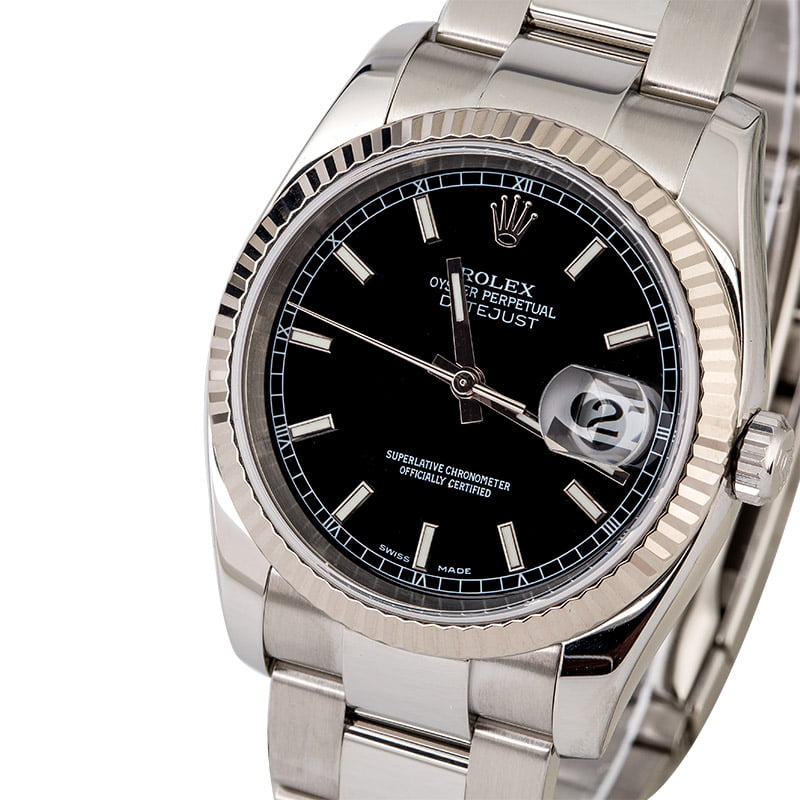 PreOwned Rolex Datejust 116234 Black Luminescent Dial