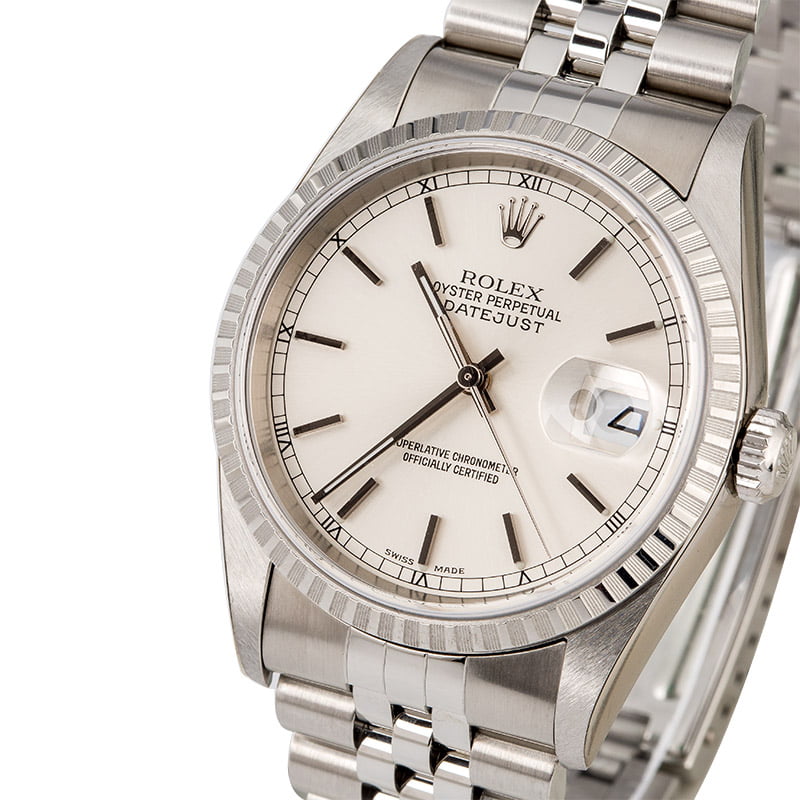 Used Rolex Datejust 16220 Silver Index Dial