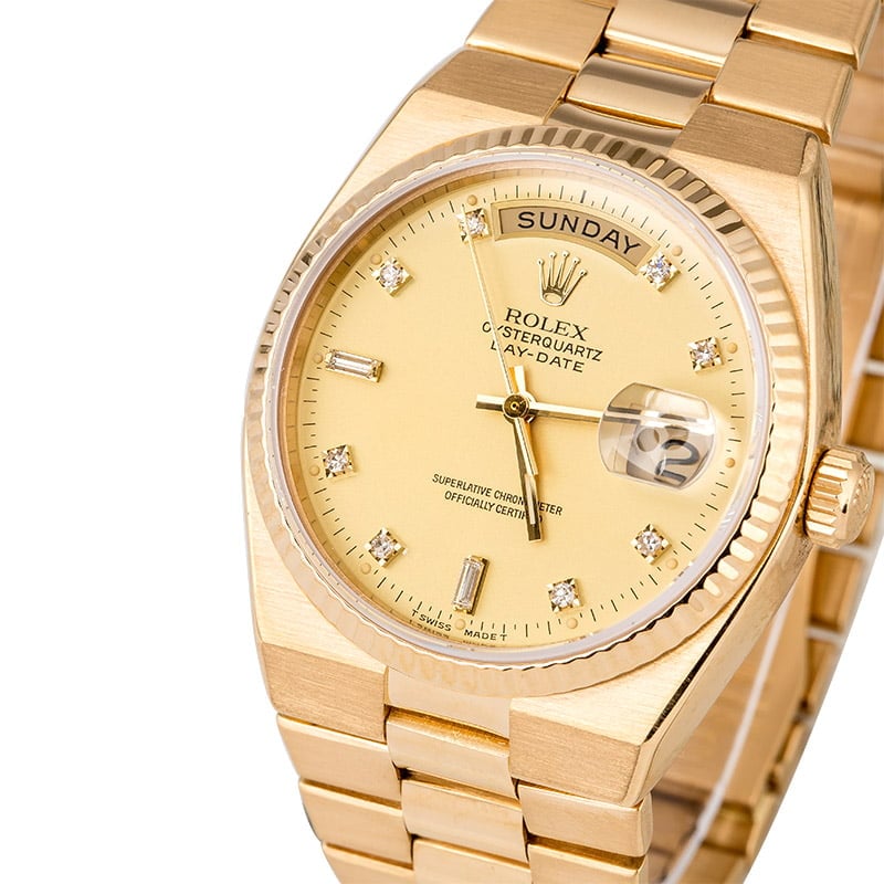 Rolex OysterQuartz Day-Date 19018 Yellow Gold Integral Bracelet