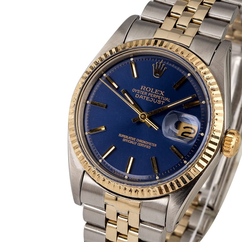 Vintage Rolex Datejust 1601 Blue Dial Two Tone