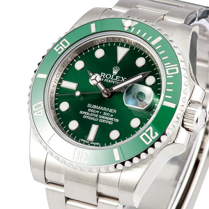 Rolex Submariner Green Dial Stainless Steel Oyster Bracelet Green Ceramic  Bezel Dive Watch 116610LV