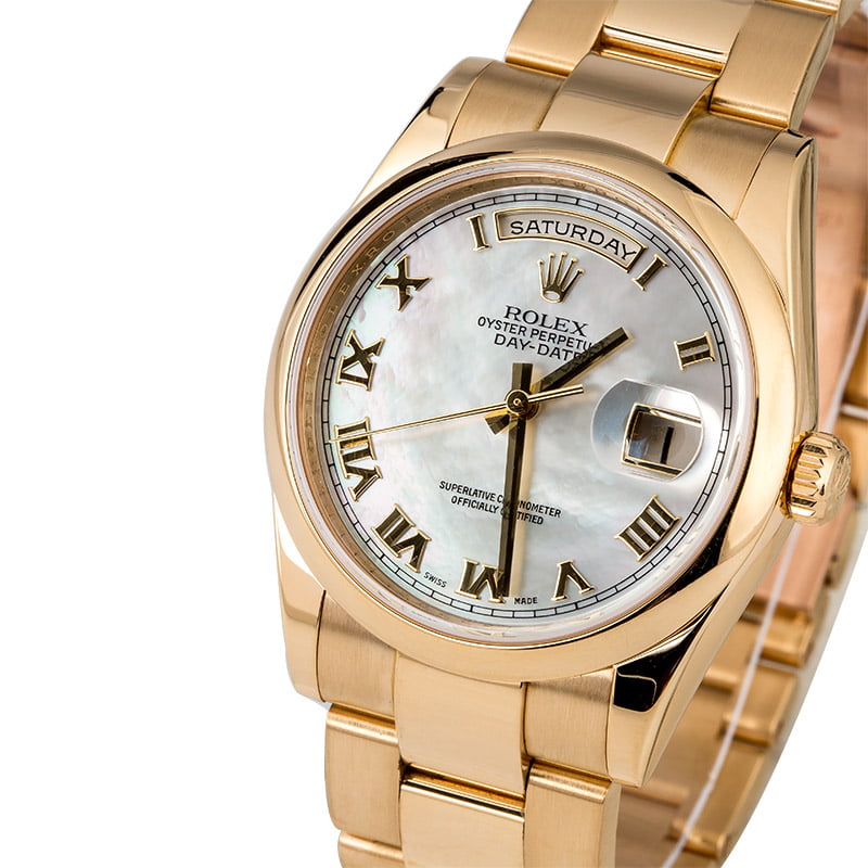 Rolex Day-Date 118208 Yellow Gold Oyster MOP Dial
