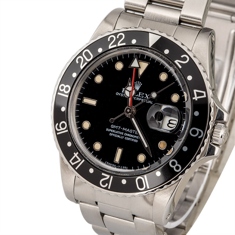 Used Rolex GMT-Master 16750 Black Tritium Dial