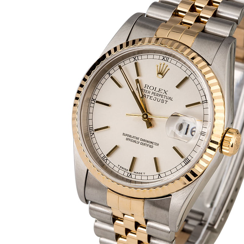 Pre Owned Rolex Datejust 16233 Silver Index Dial