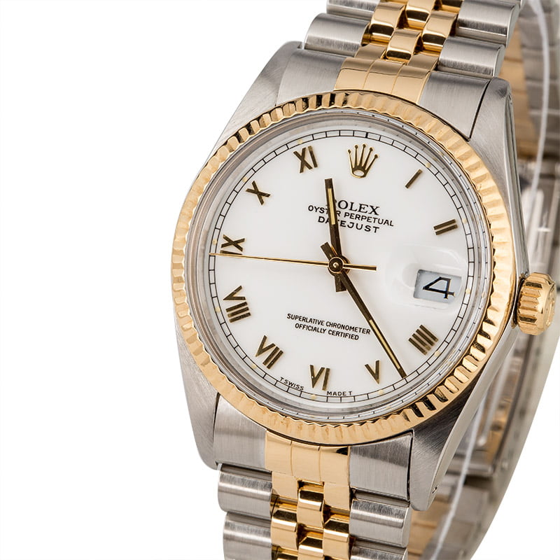 Used Rolex Datejust 16013 White Roman Dial