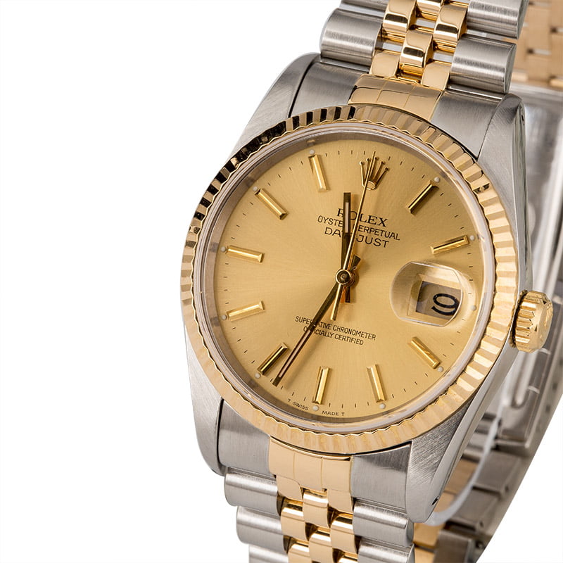 Used Rolex Datejust 16233 Champagne Dial Two Tone Watch