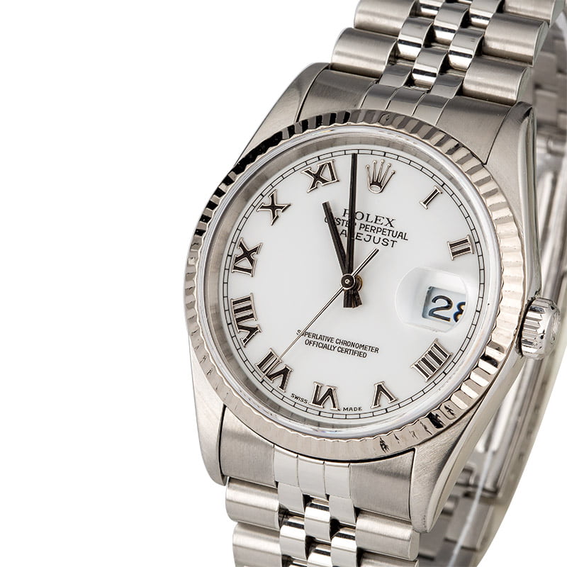 Pre-Owned Rolex DateJust 16234 White Roman