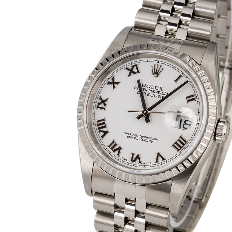 Used Rolex Datejust 16220 White Roman Dial