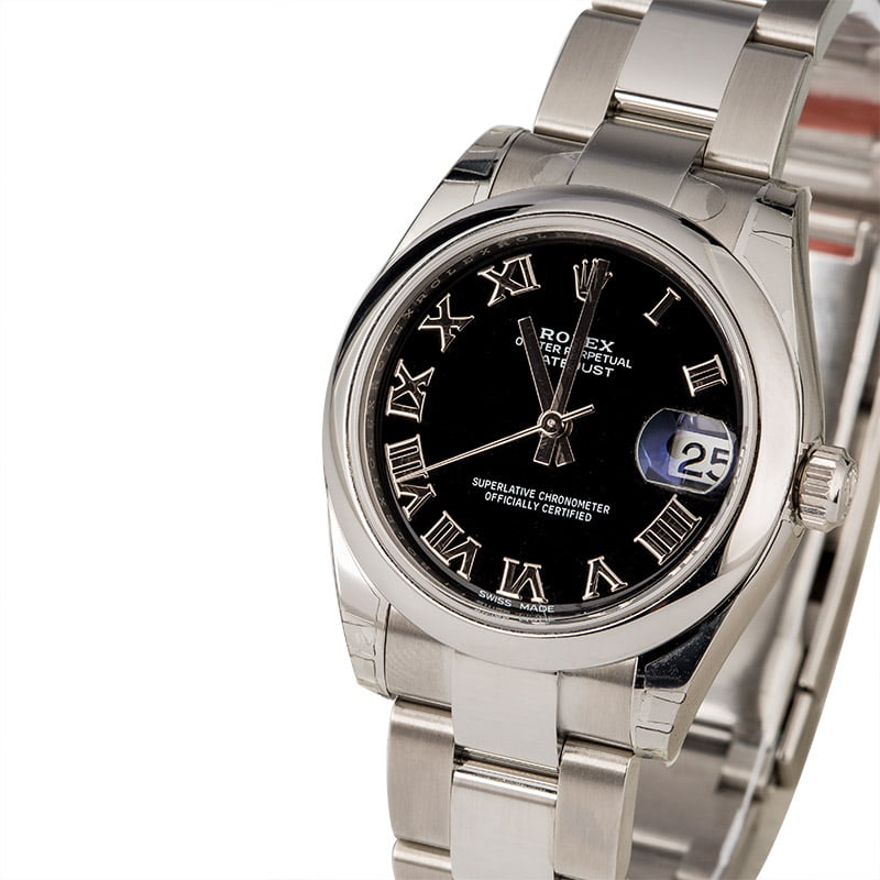 Unworn Rolex Mid-Size DateJust 178240 Black Dial