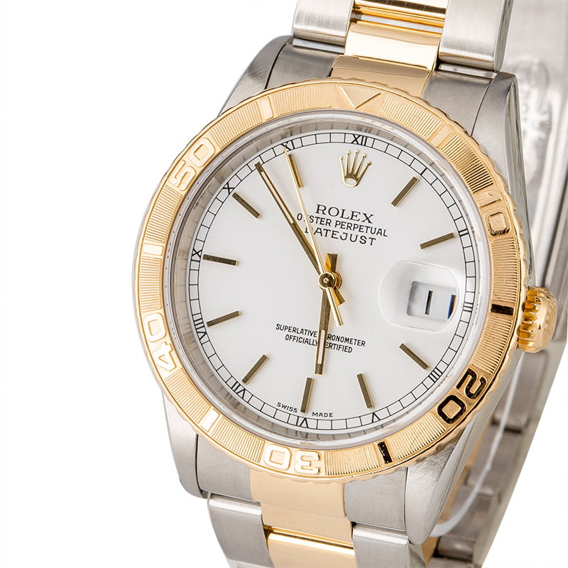 Pre-Owned Rolex Datejust Turn-O-Graph 16263 White Dial