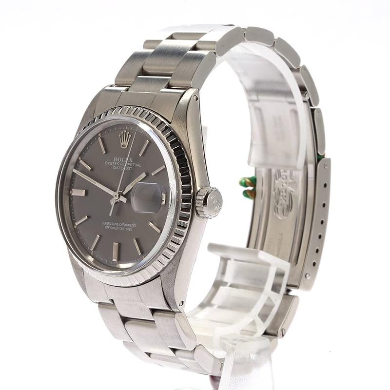 Used Rolex Steel Datejust 1603 Slate 'Pie Pan' Dial