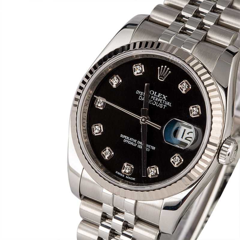 Used Rolex Datejust 116234 Black Dial with Diamonds