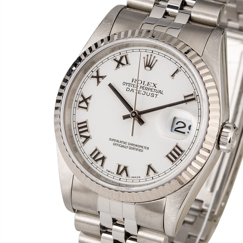 PreOwned Rolex DateJust 16234 White Roman Dial