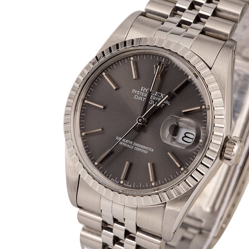 Pre Owned Rolex Datejust Stainless Steel 16000 Slate Dial