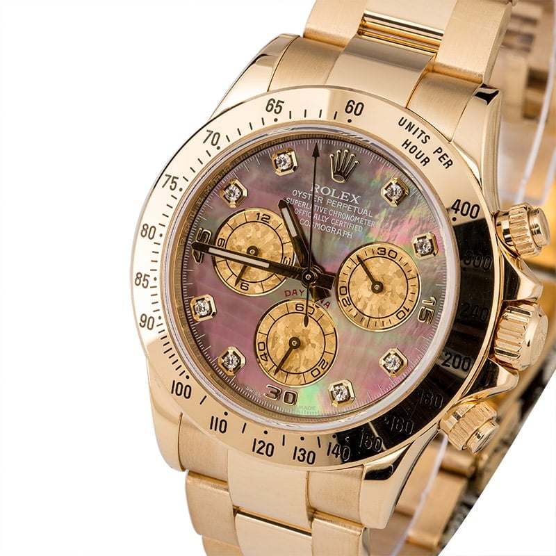 Rolex Daytona 116528 Black Mother of Pearl Dial with Diamonds