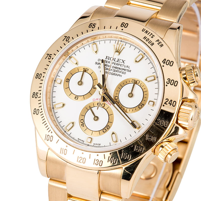 Rolex Daytona 116528 White Dial 18K Yellow Gold