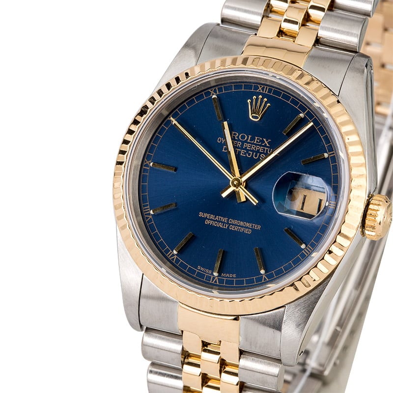 Pre-Owned Rolex Datejust 16233 Blue Index Dial