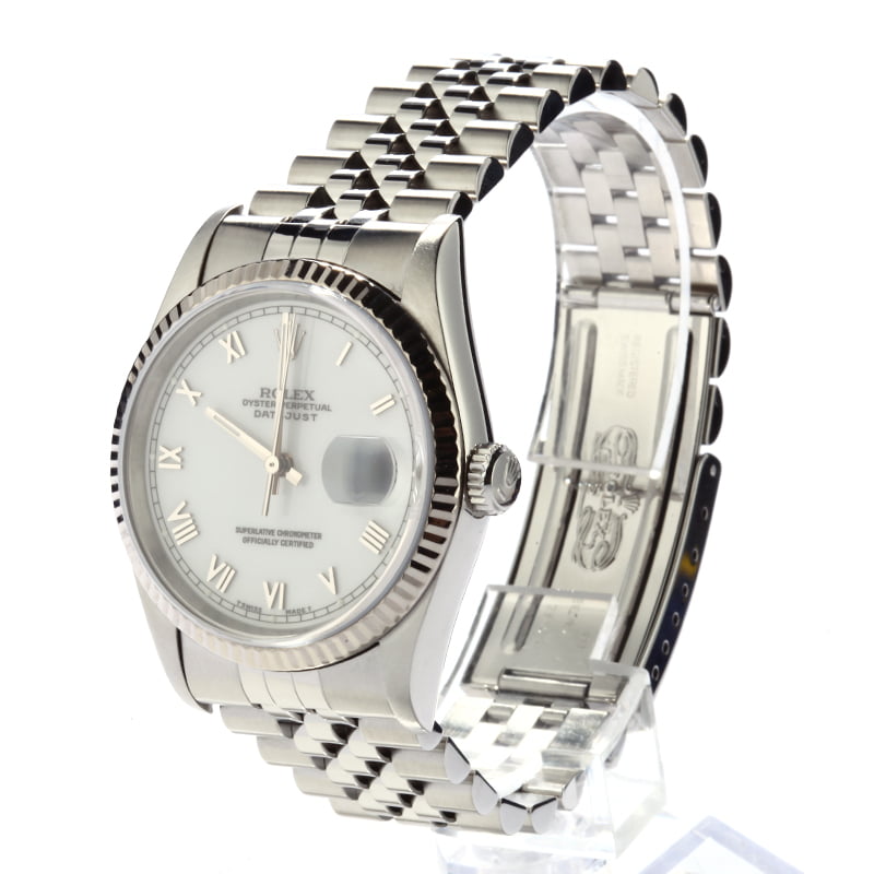 Used Rolex Datejust 16234 White Roman Dial Jubilee Band