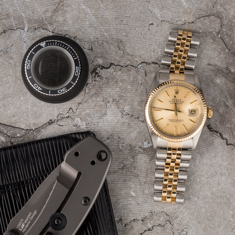 Used Rolex Datejust 16013 Champagne Tapestry