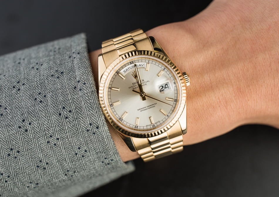 Rolex Day-Date 118238 Silver Luminous Dial