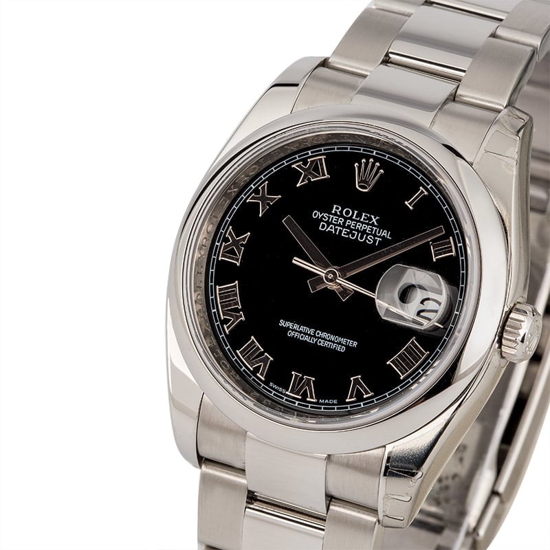 PreOwned Rolex Datejust 116200 Black Roman Dial