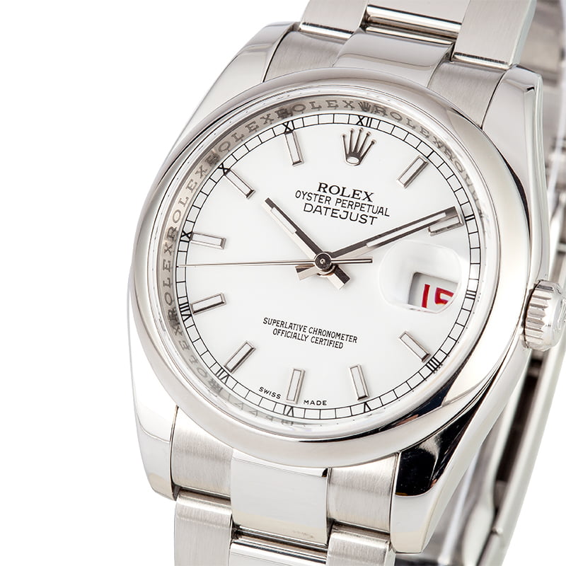 Pre Owned Rolex Datejust 116200 White Dial