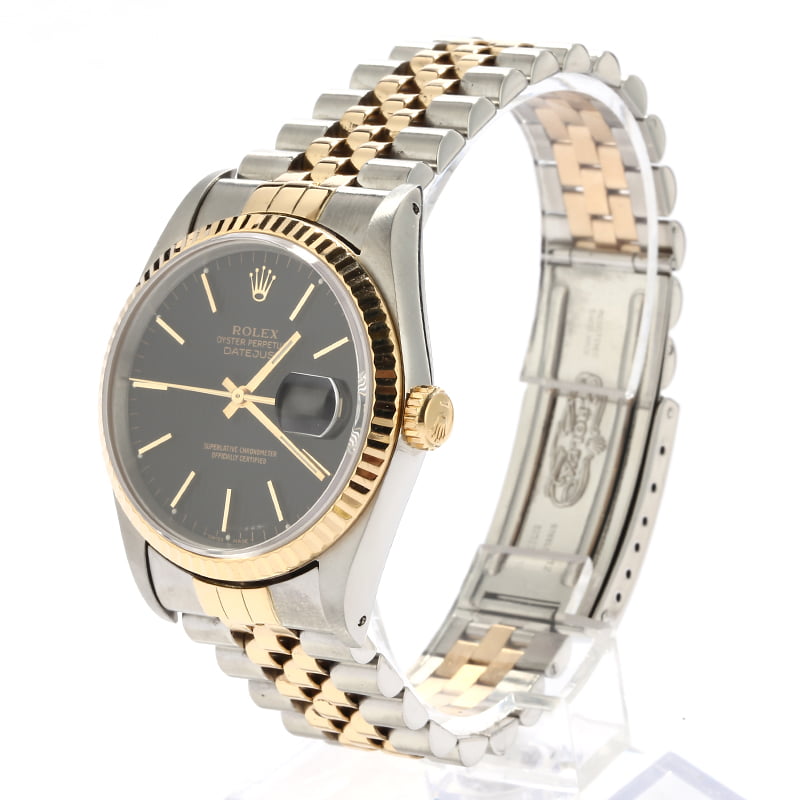 Pre Owned Two-Tone Rolex Datejust 16233 Black Tapestry