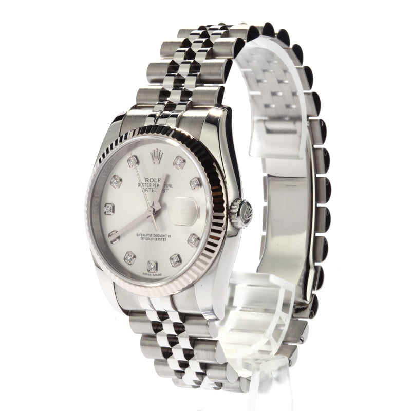 Pre Owned Rolex Datejust 116234 Silver Diamond Dial