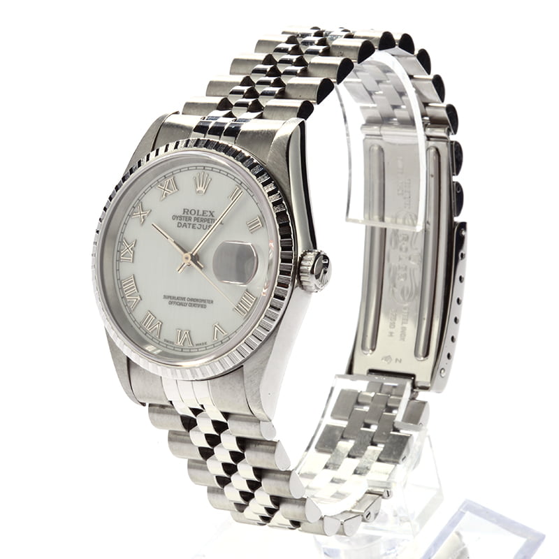 Pre Owned Rolex Datejust 16220 White Roman Dial