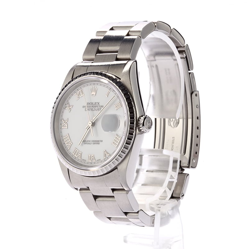 Rolex Datejust 16220 White Roman Index Dial