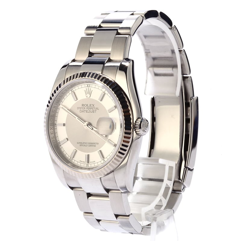 Pre Owned Rolex Datejust 116234 Silver Tuxedo Dial