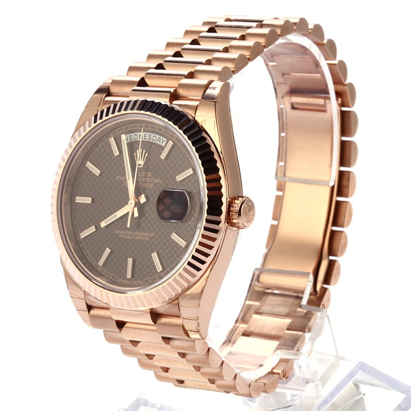 Unworn Rolex President Everose Gold 228235 Chocolate Dial