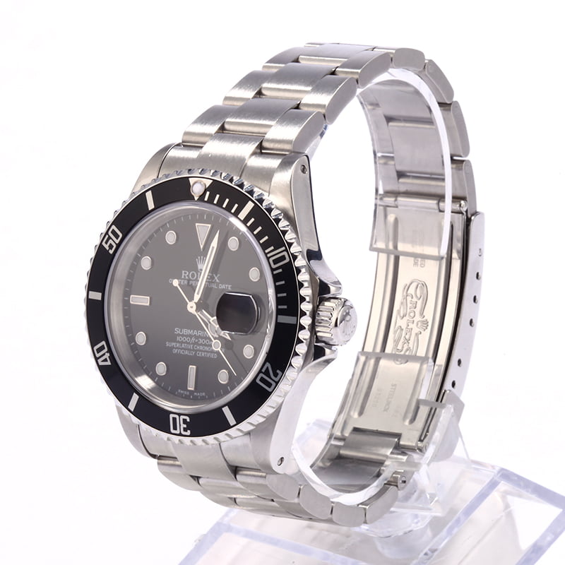 Used Black Rolex Submariner 16610 Luminous Dial