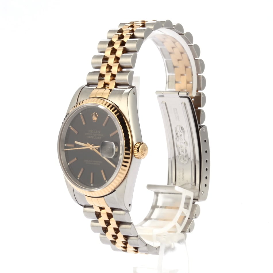 Pre Owned Rolex Datejust Two Tone 16233 Black Dial