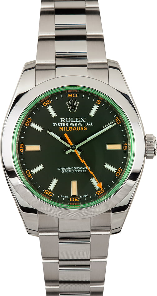 Used Rolex Steel Milgauss 116400V Green Crystal