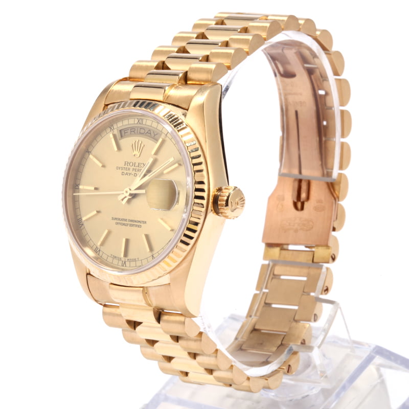 Used Rolex President 18038 Champagne Index