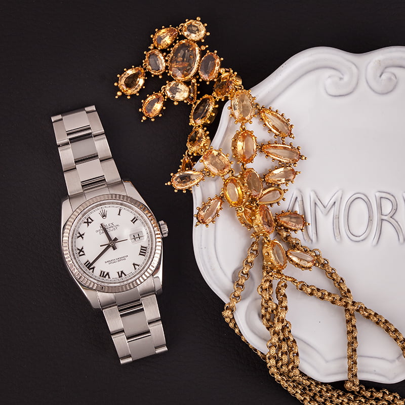 Used Rolex Datejust 116234 White Roman Dial