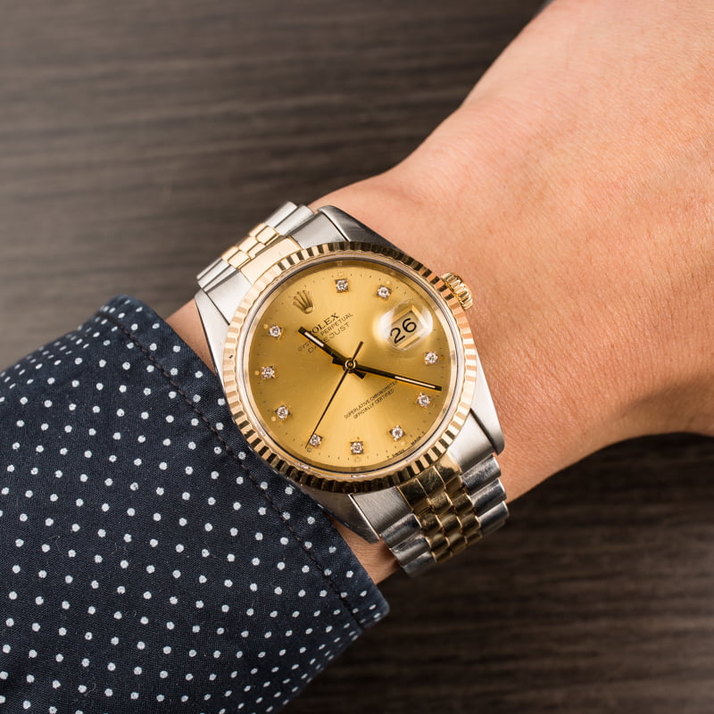 Used Rolex Datejust 16233 Champagne Diamond Dial