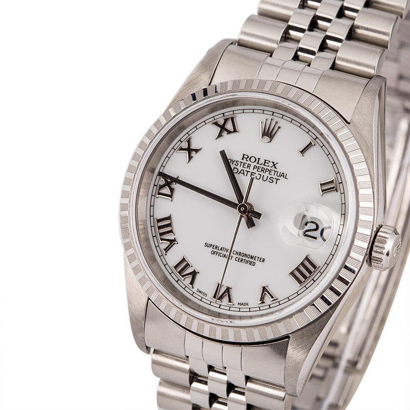 Pre Owned Rolex Datejust 16220 White Roman