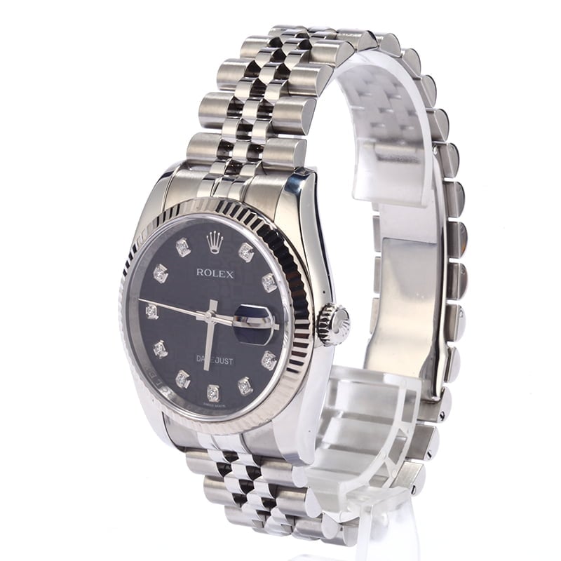 PreOwned Rolex Datejust 116234 Black Jubilee Diamond