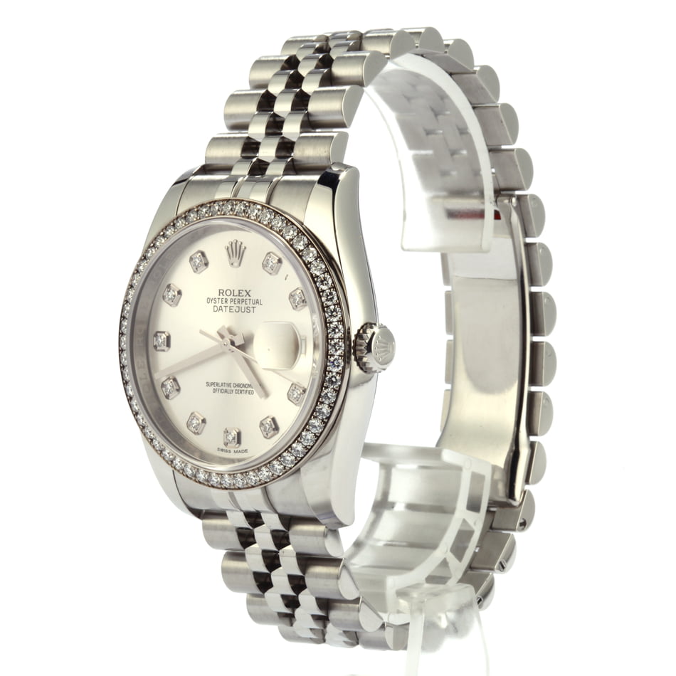 Used Rolex Datejust 116244 Silver Diamond Dial & Bezel T