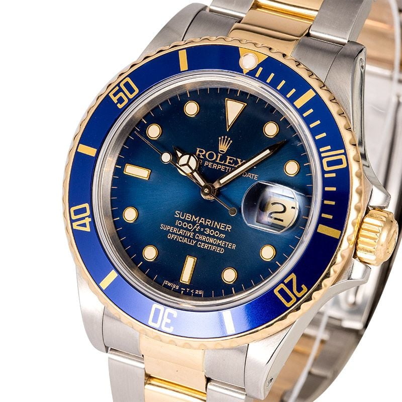 Used Rolex Submariner Ref 16803 Blue Dial Two Tone