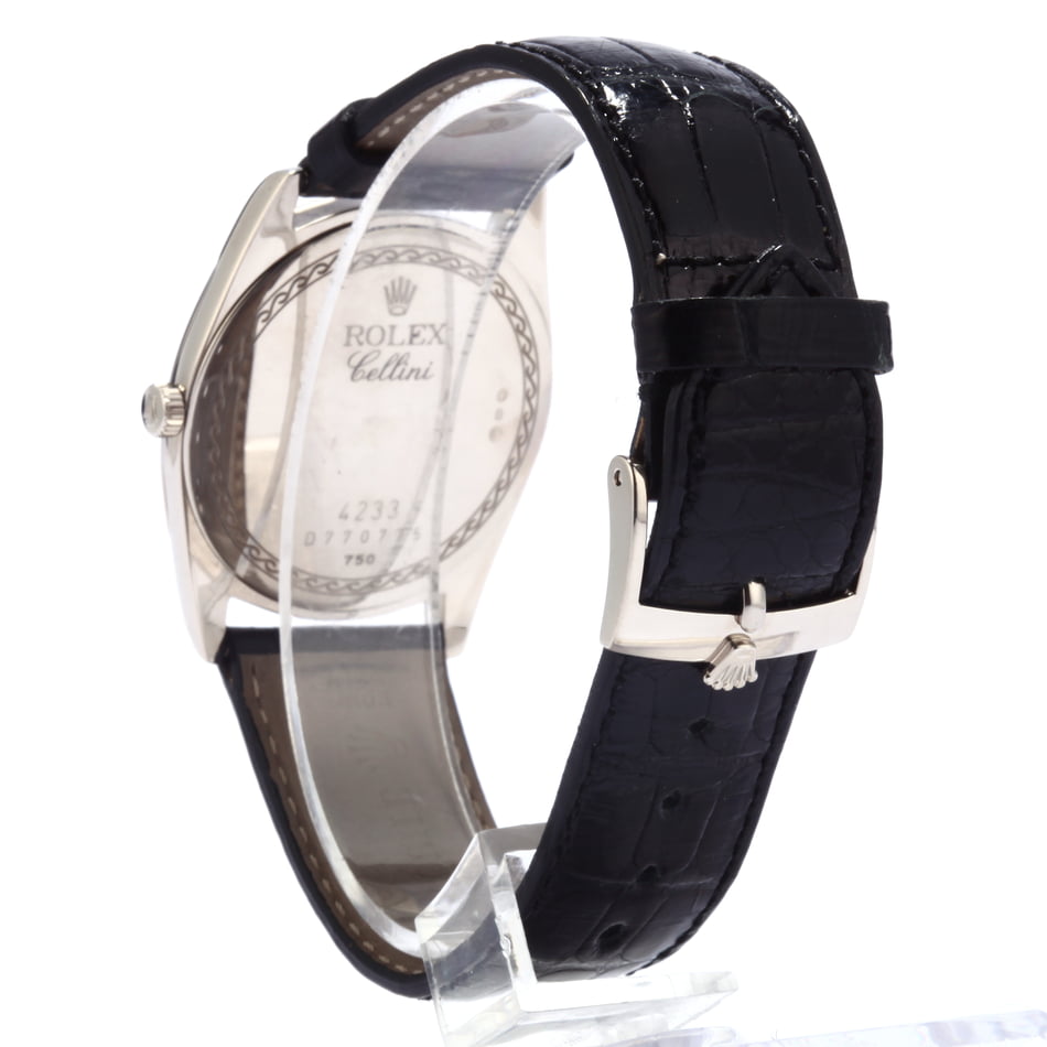 Pre-Owned Rolex Cellini 4233 White Gold Black Dial T