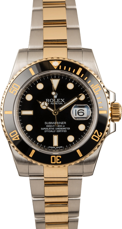 Pre Owned Rolex Submariner 116613 Two Tone Black Dial