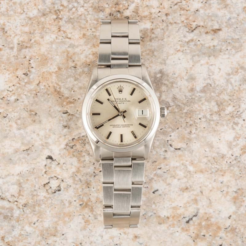 Pre-Owned Rolex Date 15000 Stainless Steel Silver Dial
