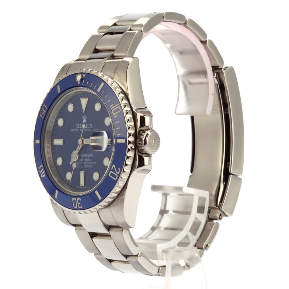 Rolex White Gold Submariner 116619 Ceramic Blue Bezel T
