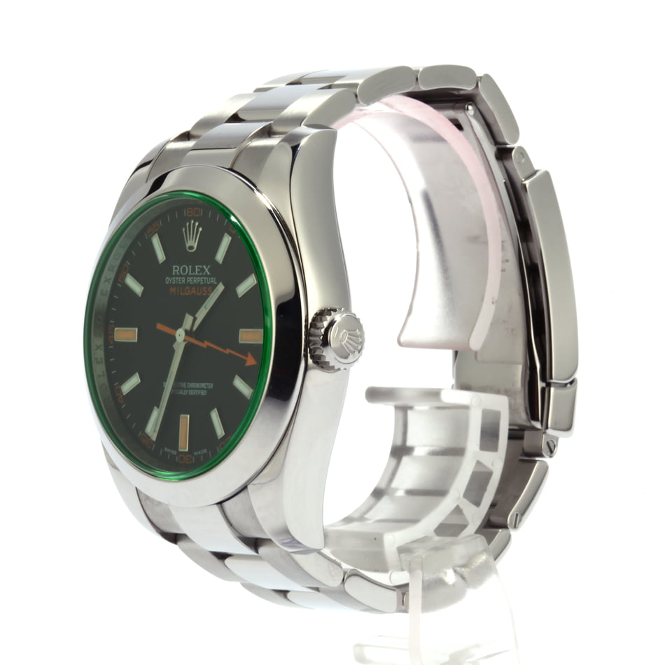 Used Black Dial Rolex Milgauss 116400V w/ Green Crystal T