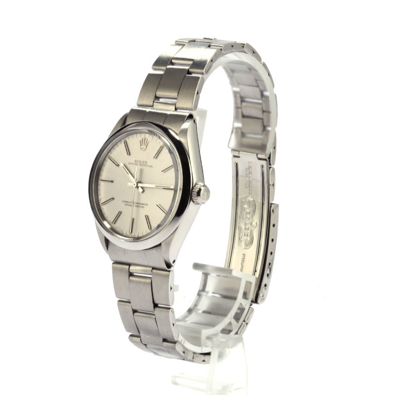 Pre-Owned Rolex Oyster Perpetual 1002 Silver Index Dial