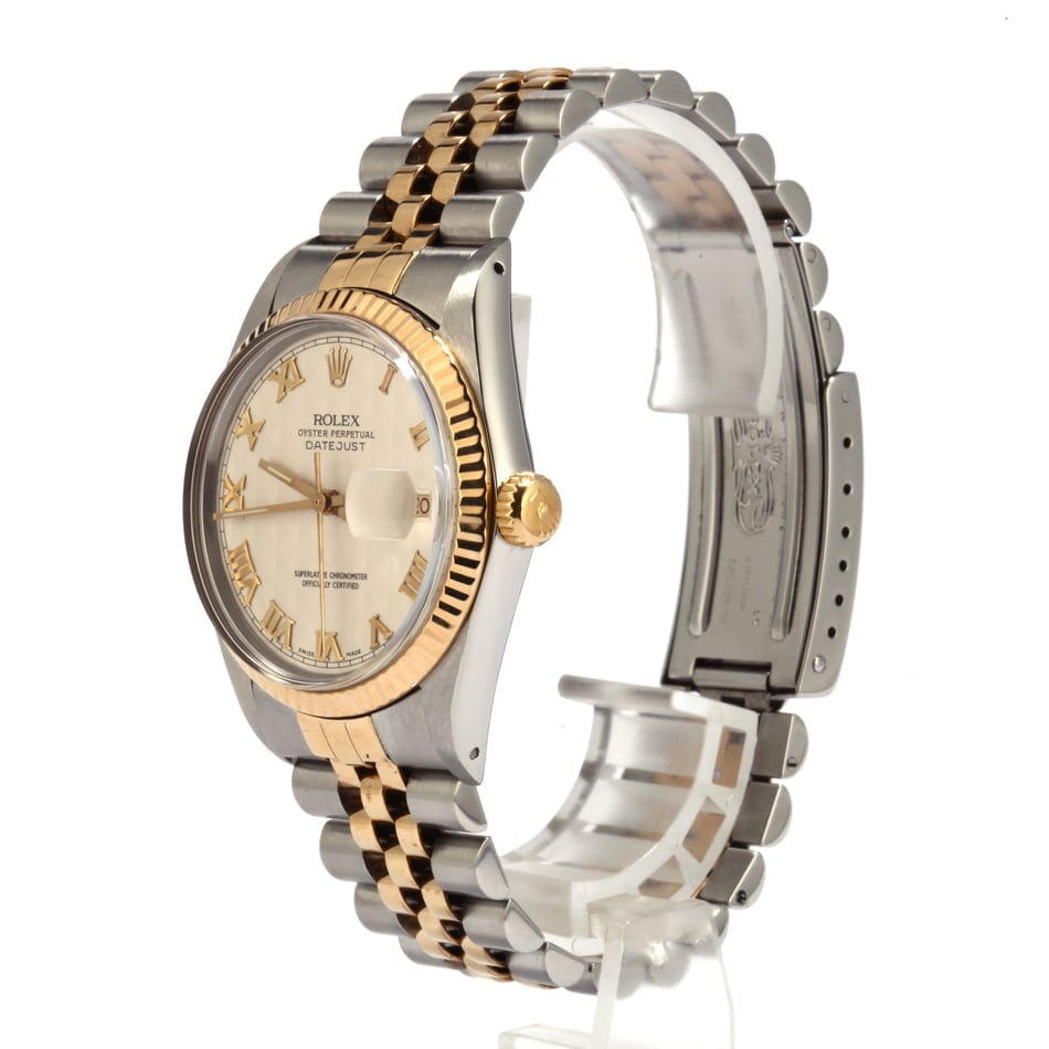 Pre Owned Rolex Two-Tone Datejust 16013 Ivory Pyramid Dial T